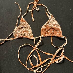 SHEIN Brown Paisley Bikini Top